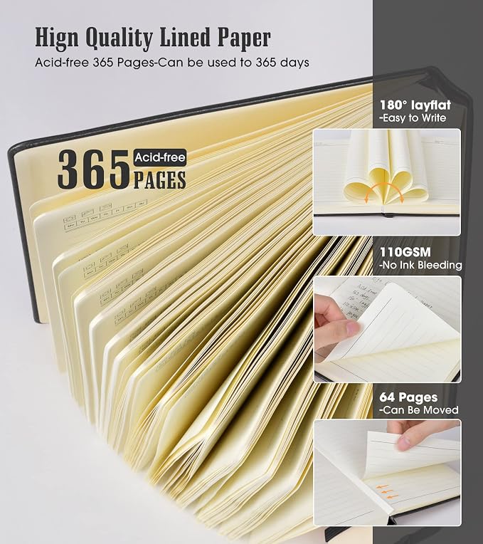 Lined Journal Notebook, 365 Pages A4 Large Journals - Image 3