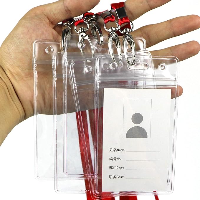 Lanyard with ID Holder 50 Pcs Waterproof Name Tag Badge ID Card Holders ID Pass - Image 5