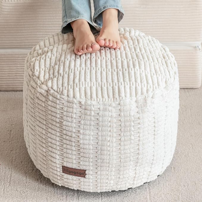 HIGOGOGO Pouf Ottoman Stuffed Round Modern Foam Filled Foot Rest Poufs by HIGOGOGO