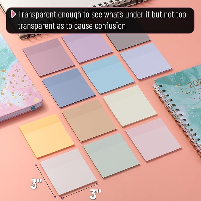 Mr. Pen- Transparent Sticky Notes, 12 Pads, 600 Sheets | See Through - Image 3