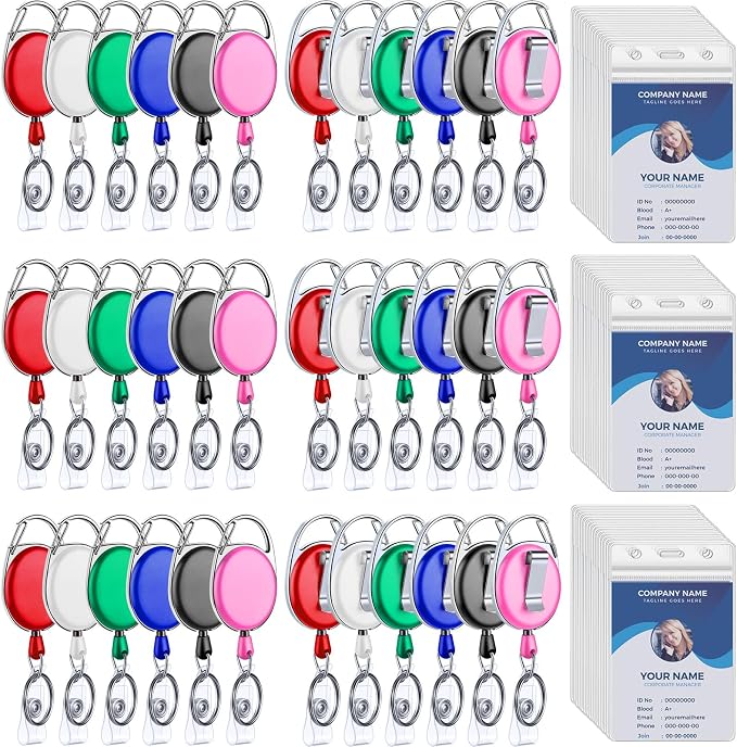 Laumoi 60 Pack Heavy Duty Retractable Badge Holder Reel by Unknown