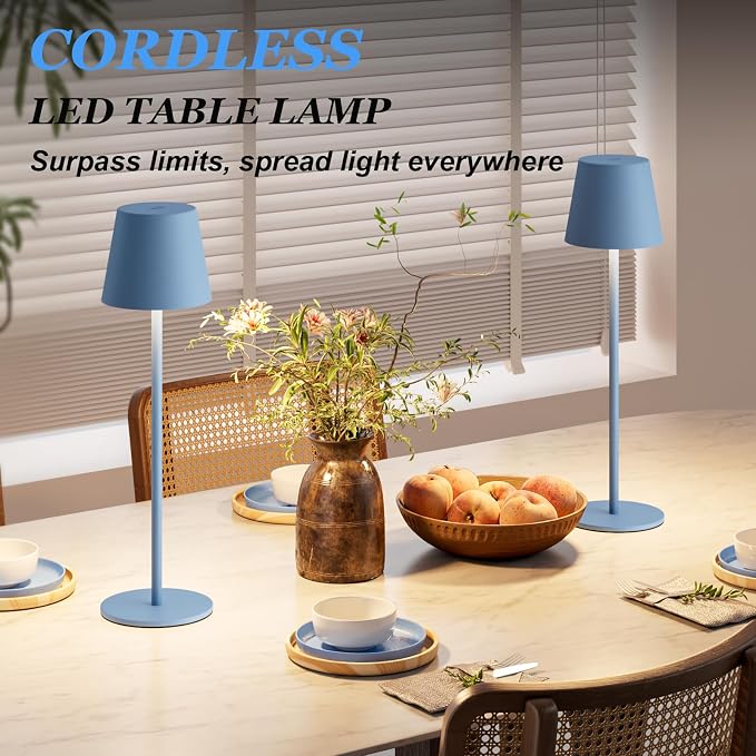 Kakanuo Cordless Table Lamp Rechargeable Blue - Image 6
