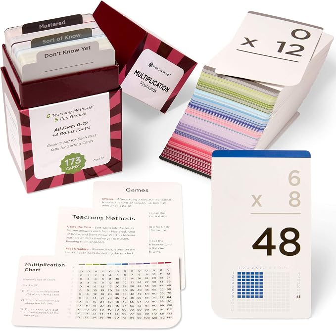 Award-Winning Multiplication Flash Cards – 173 Jumbo Cards, All Facts 0–12 – 1 by ThinkTankScholar