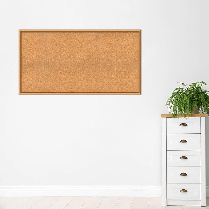 Amanti Art Natural Cork Board for Wall, 32x60 Vision Board with Bronze Frame, Oversize Corkboard Office Decor for Home Organization, Casual Corkboard Pinboard to Display Items for Home Organization-DeskLoop Office
