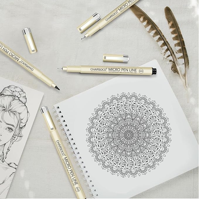 30 Micro Pen, 6 Pack Black Fine Point Pen with Waterproof Archival Ink, 3mm Fineliner Ink Pens for Artist Illustration, Sketching, Anime, Manga, Technical Drawing and Scrapbooking-DeskLoop Office
