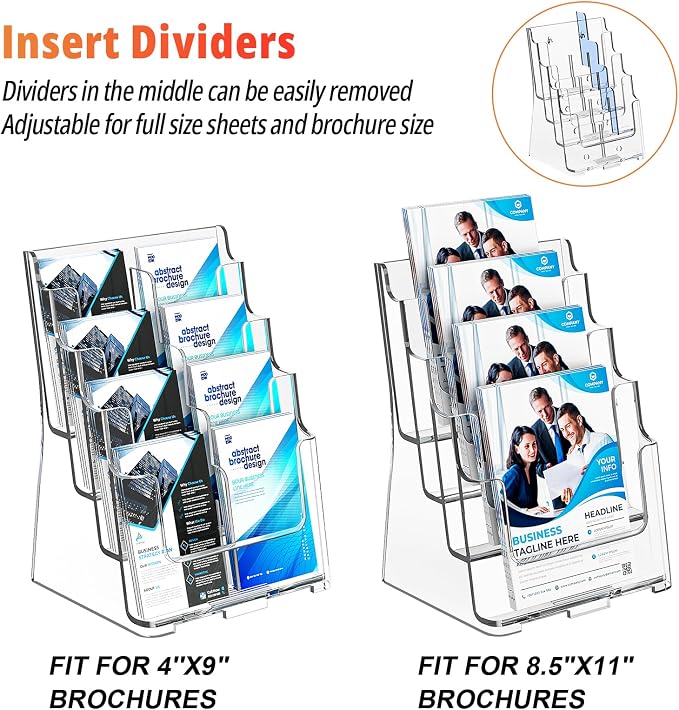 FUCDTEFC Acrylic Brochure Holder 8.5x11 & 4 x9 Inches, Literature Pamphlet - Image 3