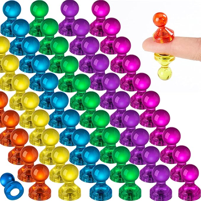 66PCS Fridge Magnets, 6 Assorted Color Small Push Pin Magnets by GoClimber