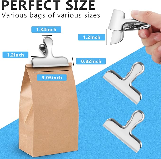 FINDMAG Chip Clip, 8 Pack Stainless Steel Bag Clips, Cute and Heavy Duty Snack - Image 2