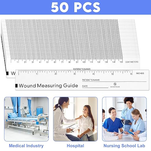 50 Pcs Wound Ruler 6 Inch Wound Measuring Tape Paper Guide Ruler Double Sided - Image 4