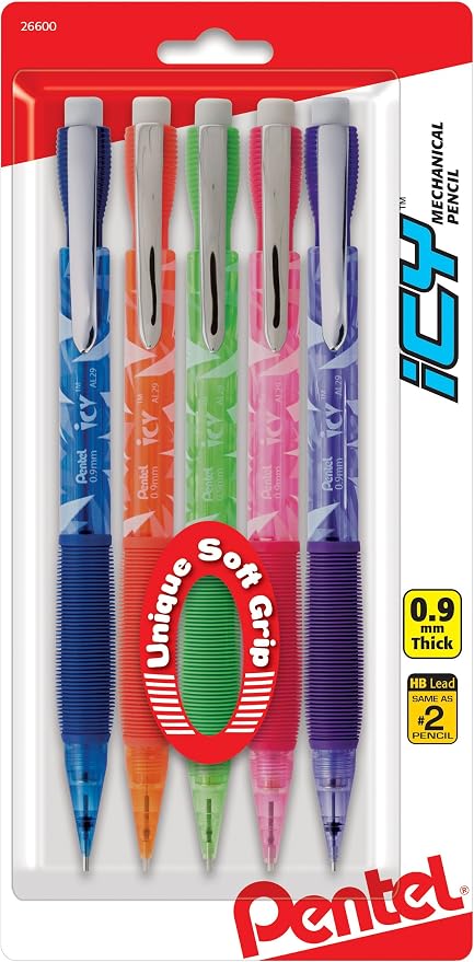 Pentel .9mm 5/Pkg-Icy Mechanicl Pencil Mechanical Pencil by PentelofAmerica