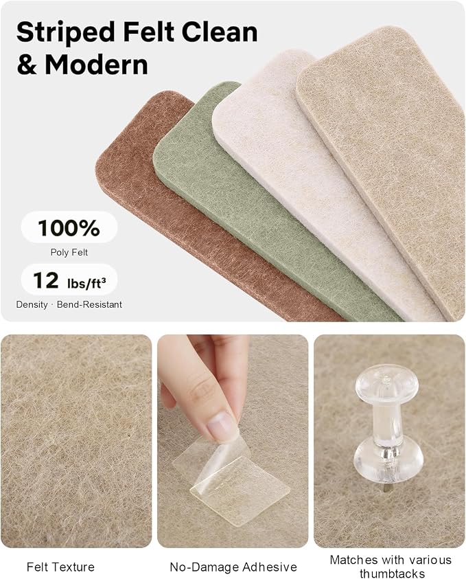 Small Cork Bulletin Board Tiles, Felt Wall Decor and Office Desk Accessories - Image 3