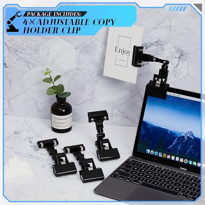 Pack of 4 Flexible Documents Holder Foldable Adjustable Copy Paper Holder Clip - Image 3