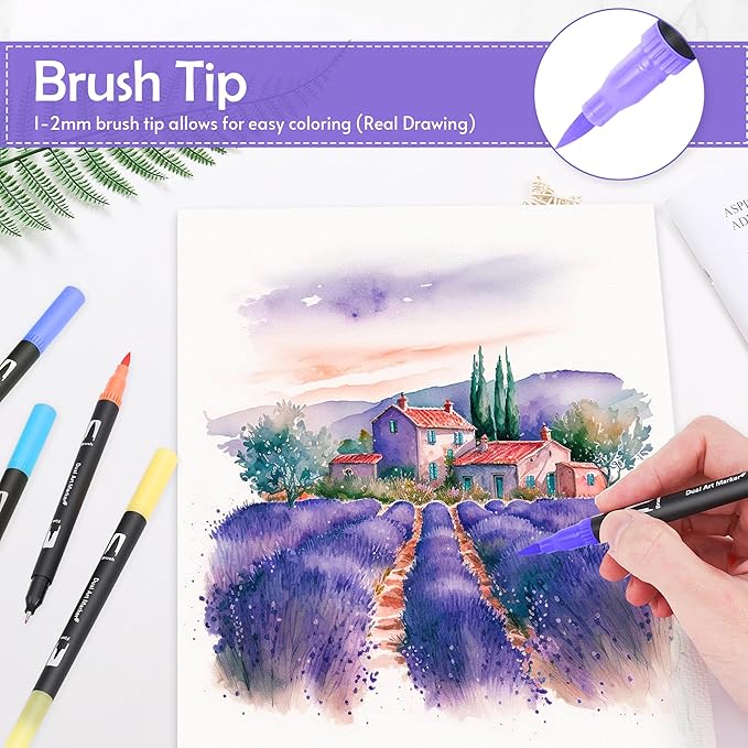168 Colors Brush & Fine Dual Tip Watercolor Markers Set for Kids Adults Coloring Books No Bleeding Paint Pens For Drawing Note taking Planner Calligraphy Journaling Card Making Art Supplies-DeskLoop Office