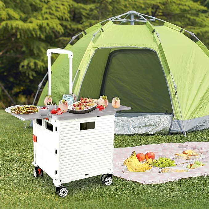FELICON SELORSS Folding Utility Cart Portable Rolling Crate Handcart-White | - Image 7