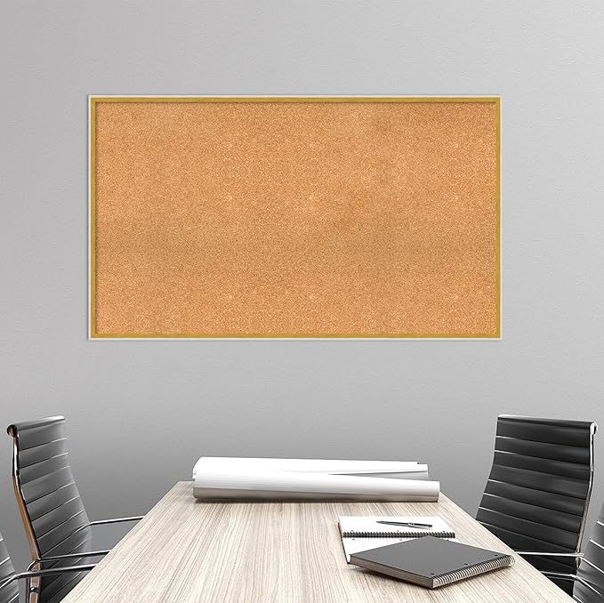 Amanti Art Natural Cork Board for Wall, 29x49 Vision Board with White Frame, Oversize Corkboard Office Decor for Home Organization, Modern Corkboard Pinboard to Display Items for Home Organization in-DeskLoop Office