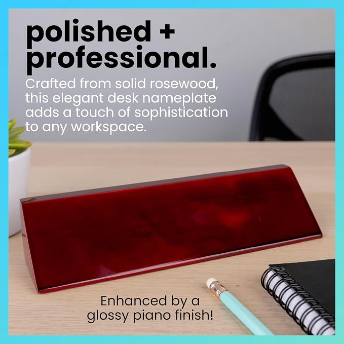 ExcelMark Blank Wood Desk Nameplate - Image 2