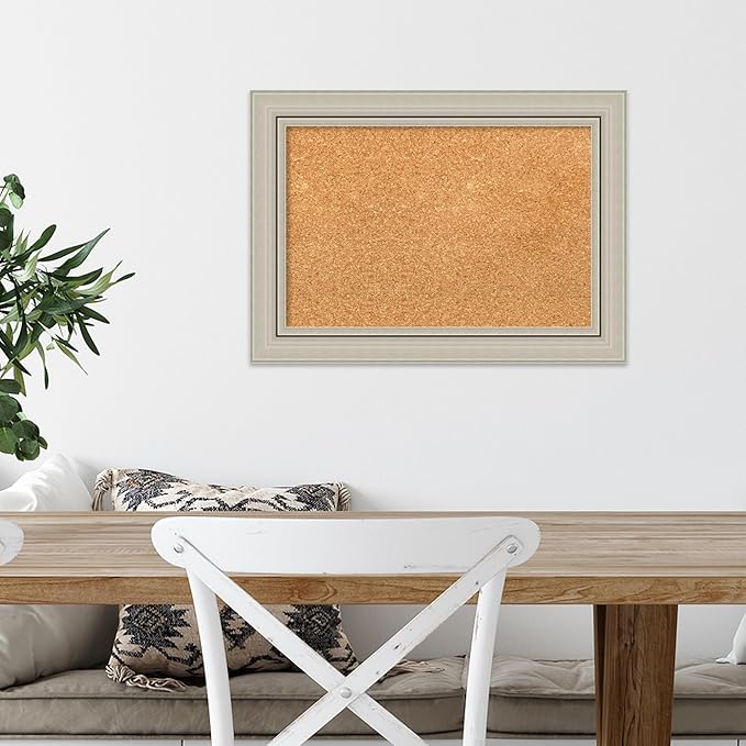 Amanti Art Natural Cork Board for Wall, 16x22 Vision Board with Silver Wood Frame, Small Corkboard Office Decor for Home Organization, Casual Corkboard Pinboard to Display Items for Home Organization-DeskLoop Office