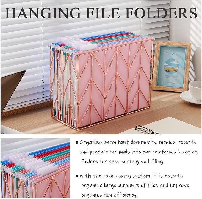 12 Pack Hanging File Folder Letter Size Reinforced Hanging Folders - Image 4