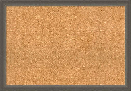 Amanti Art Natural Cork Board for Wall, 27x39 Vision Board with Silver Wood Frame, Large Corkboard Office Decor for Home Organization, Casual Corkboard Pinboard to Display Items for Home Organization-DeskLoop Office