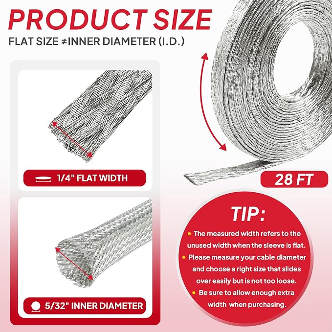 Tinned Copper Braid Cable Wire Shielding Sleeve Ground Straps Protection Flat - Image 3