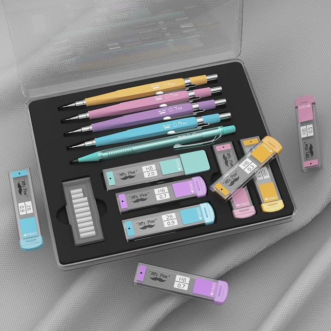 Mr. Pen- Pastel Mechanical Pencil Set, 5 Mechanical Pencils, 5 HB Lead Refills - Image 4