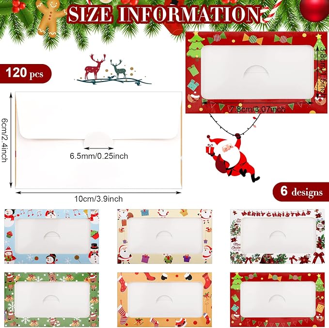 120 Packs Window Gift Card Envelopes Gift Sleeves Credit Size Business - Image 2