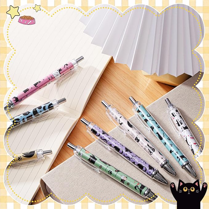 Ireer 8 Pcs Ballpoint Pens for Women 1.00 mm Cute Black Ink Fancy Pens Fine - Image 4
