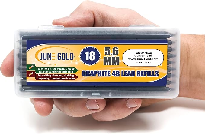 June Gold 18 Pieces, 5.6 mm 4B Lead Refills, 120 mm Length, Extreme Bold - Image 2