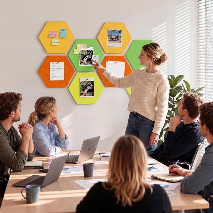 8 Pack Hexagon Felt Bulletin Board Tiles - Image 9