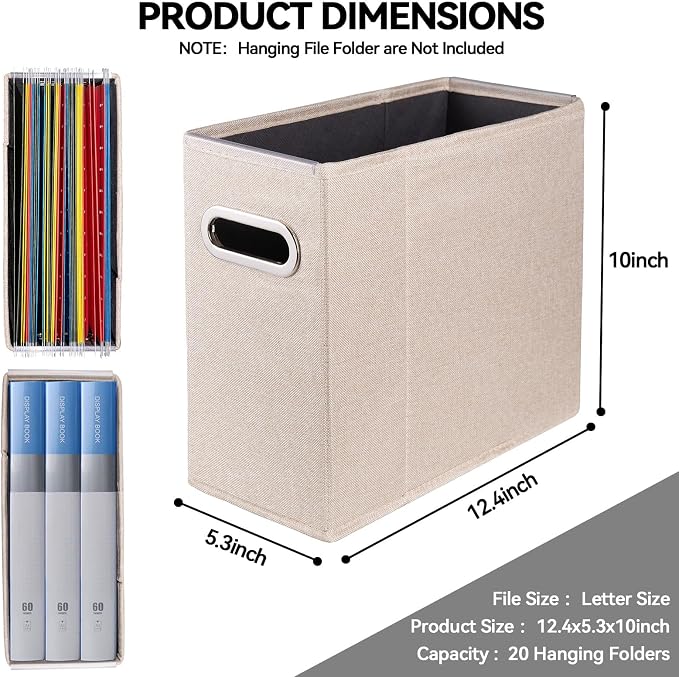 2 Packs Letter Size File Organizer, File Folders Organizer, Fabric Storage Box - Image 2