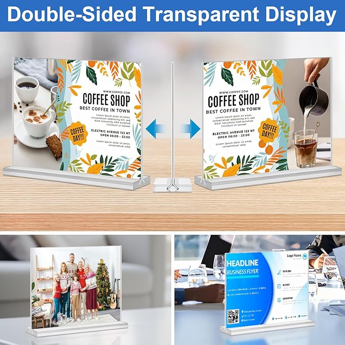 Acrylic Sign Holder 6x4, 6 Pack Clear Sign Holder Double Sided Table Menu - Image 4