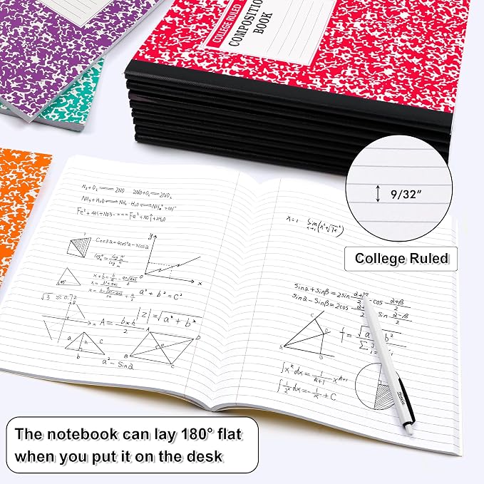 feela Composition Notebook, 8 Pack 8 Pastel Colors College Ruled Composition - Image 2
