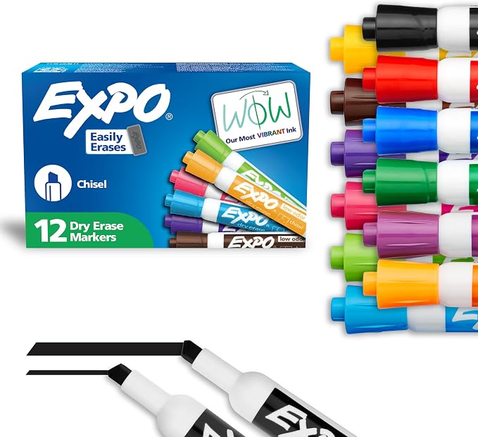 EXPO Dry Erase Markers, Low Odor Ink, Chisel Tip by Unknown