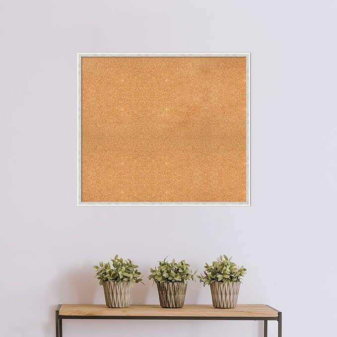 Amanti Art Natural Cork Board for Wall, 31x35 Vision Board with White Frame, Large Corkboard Office Decor for Home Organization, Modern Corkboard Pinboard to Display Items for Home Organization in-DeskLoop Office