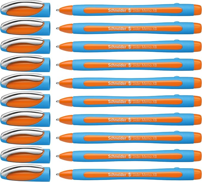 Schneider Slider Memo XB Ballpoint Pen, 1.4 mm, Light Blue Barrel, Box of 10 by Schneider
