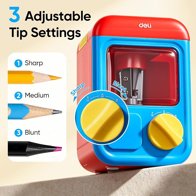 deli Electric Sharpener, Battery Powered, 3 Sizes - Image 3