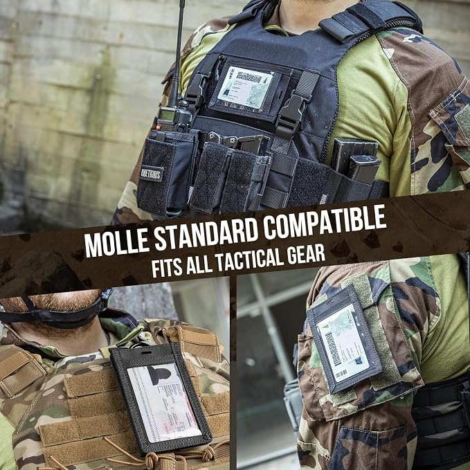 OneTigris Tactical ID Card Holder Hook & Loop Patch Badge Holder Neck Lanyard - Image 7
