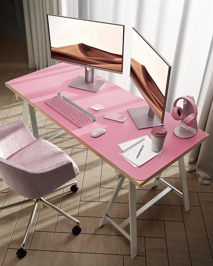 YSAGi Leather Desk Protector, Office Mat, Large Mouse Mat, Non-Slip PU Leather Blotter, Laptop Desk, Waterproof Writing Pad for Office and Home (Pink, 47.2" x 23.6")-DeskLoop Office