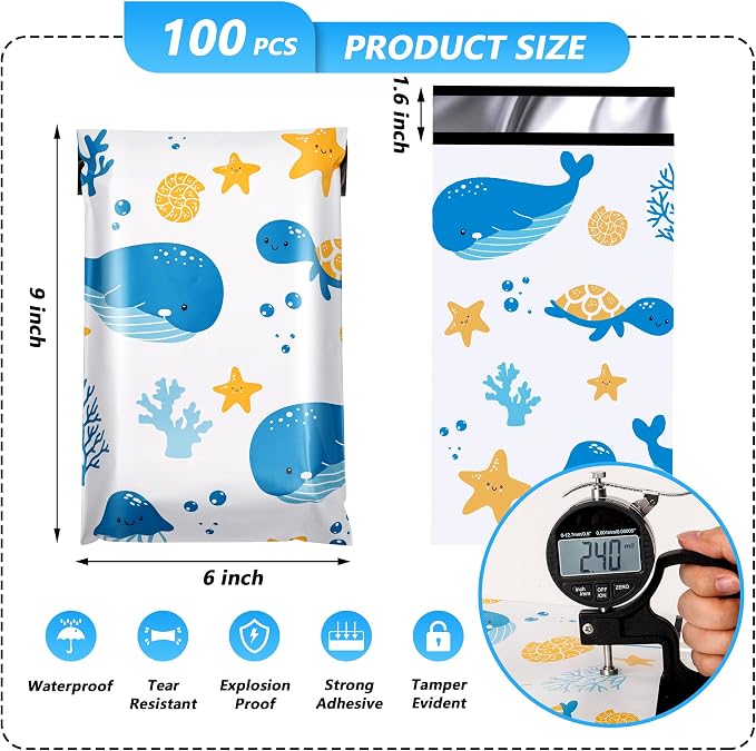 Ocean Printed Poly Mailer 6x9 Inch 100 Pcs, Waterproof and Tear-Resistant - Image 2