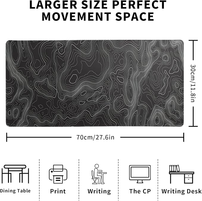 Topographic Contour Extended Big Mouse Pad Large, Gaming Mouse Pad Desk Pad - Image 6