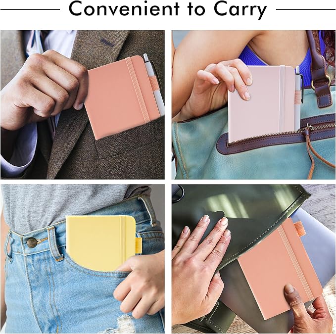 feela 3 Pack Pocket Small Notebook Journals, Mini Cute Hardcover College Ruled - Image 5