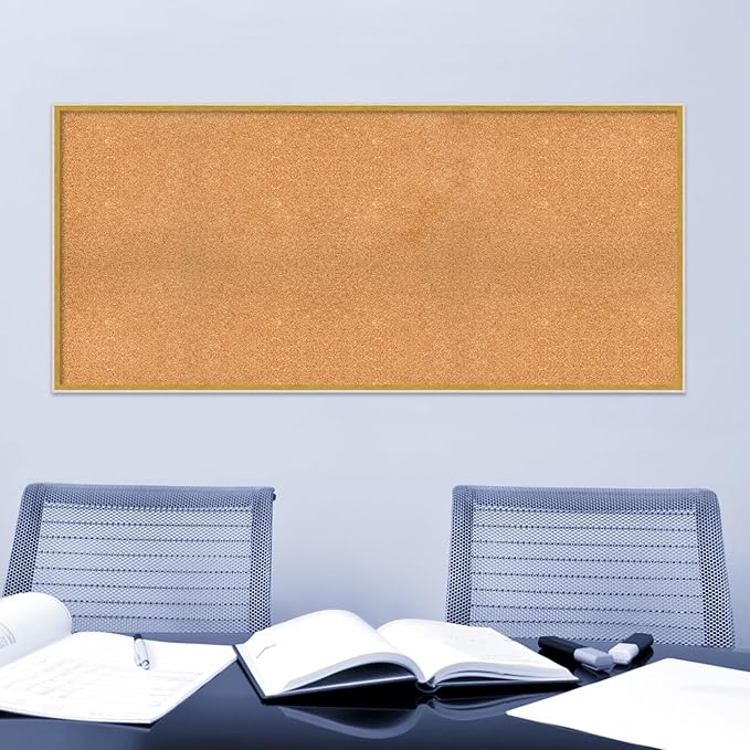Amanti Art Natural Cork Board for Wall, 27x59 Vision Board with White Frame, Oversize Corkboard Office Decor for Home Organization, Modern Corkboard Pinboard to Display Items for Home Organization in-DeskLoop Office