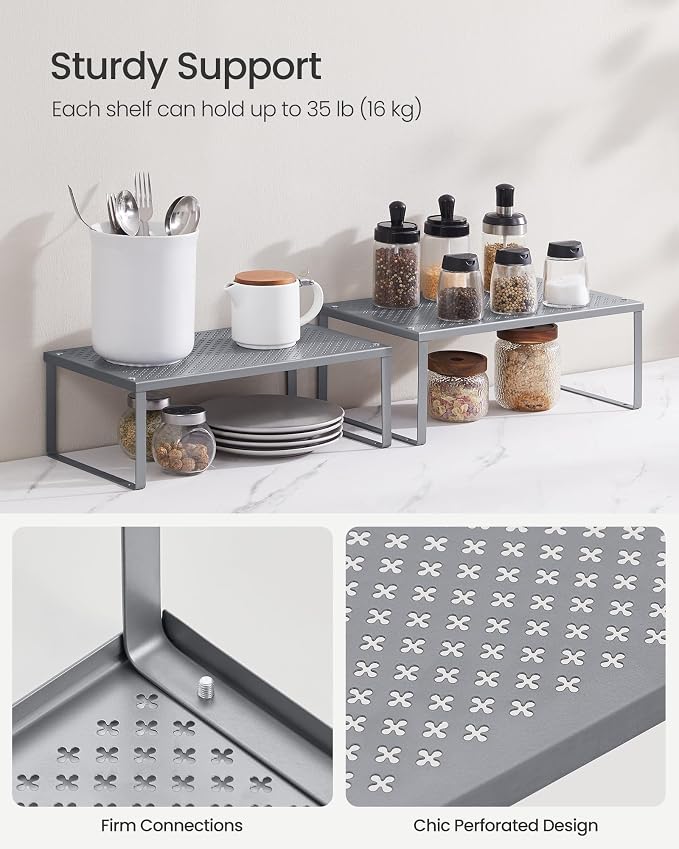 SONGMICS Spice Racks, Countertop Organizers, Shelf Risers, Expandable - Image 4
