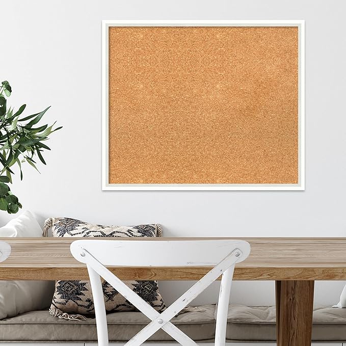 Amanti Art Natural Cork Board for Wall, 21x25 Vision Board with White Frame, Medium Corkboard Office Decor for Home Organization, Modern Corkboard Pinboard to Display Items for Home Organization in-DeskLoop Office