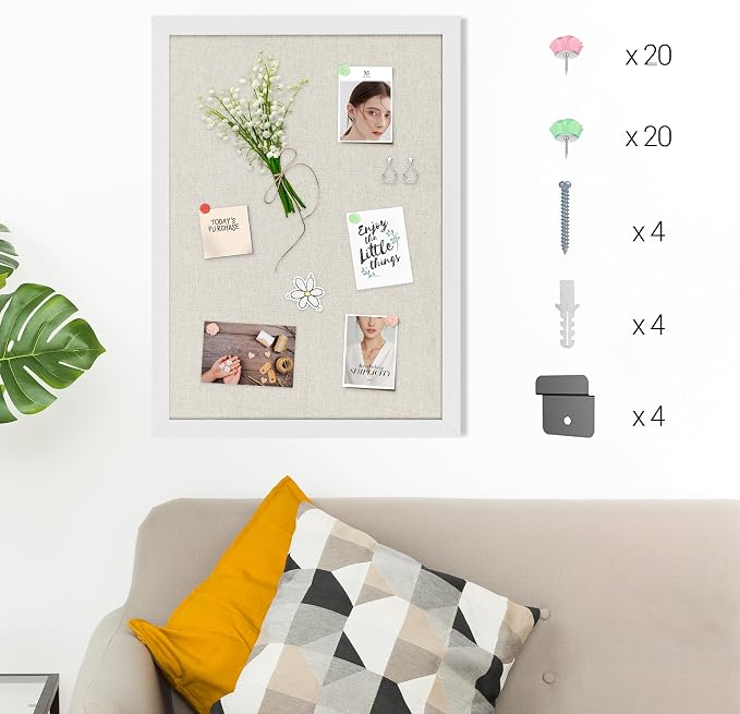 2-Pack Farmhouse Linen Cork Bulletin Board, Office Board - Image 7