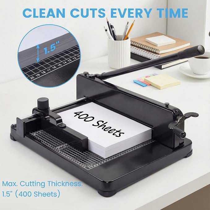Heavy Duty Paper Cutter for A4 Paper, Guillotine Paper Cutter 12 Inch, 400 - Image 4