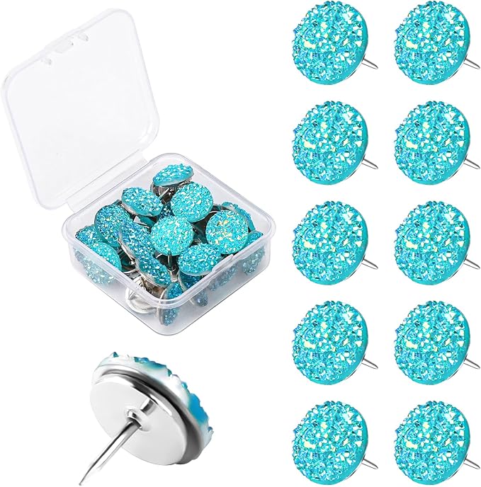 30pcs Push Pins, Shiny Diamond Push Pins Glitter Rhinestone Decorative Thumb by KALIONE