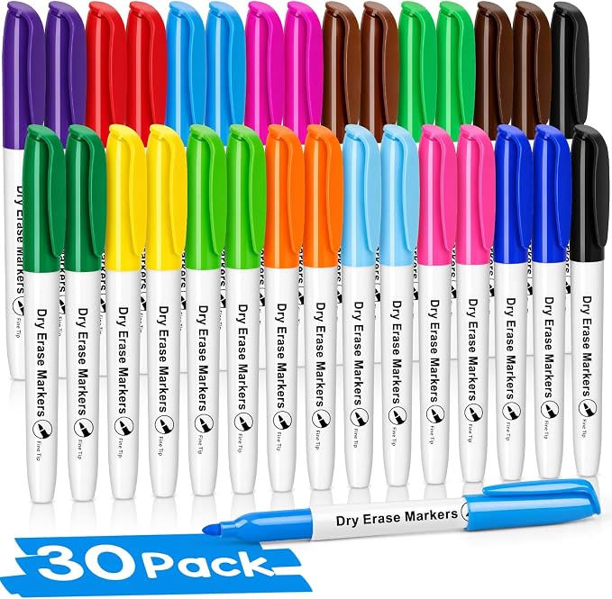 V-Opitos 30 Pack Fine Tip Dry Erase Markers by Wearecommittedtotheresearchandproductionofhigh-qualitykidstoysschoolofficesuppliesandholidayproducts