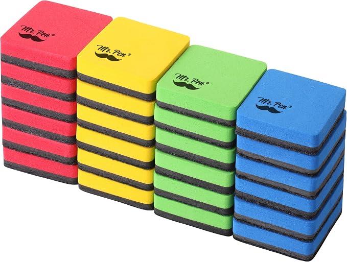 Mr. Pen- Mini Magnetic Dry Erase Erasers, 24 Pack | Colorful Small Magnetic - Image 8