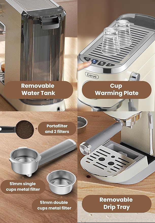 Gevi Commercial Espresso and Coffee Makers, Professional Espresso Maker Latte Machine with Milk Frother, Stainless Steel Expresso Coffee Machines for Home, Compact Cappuccino Machine, Great Gift-DeskLoop Office